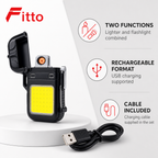 96 Pieces Rechargeable Lighters with Flashlight and USB Charging Cable (1 Set)