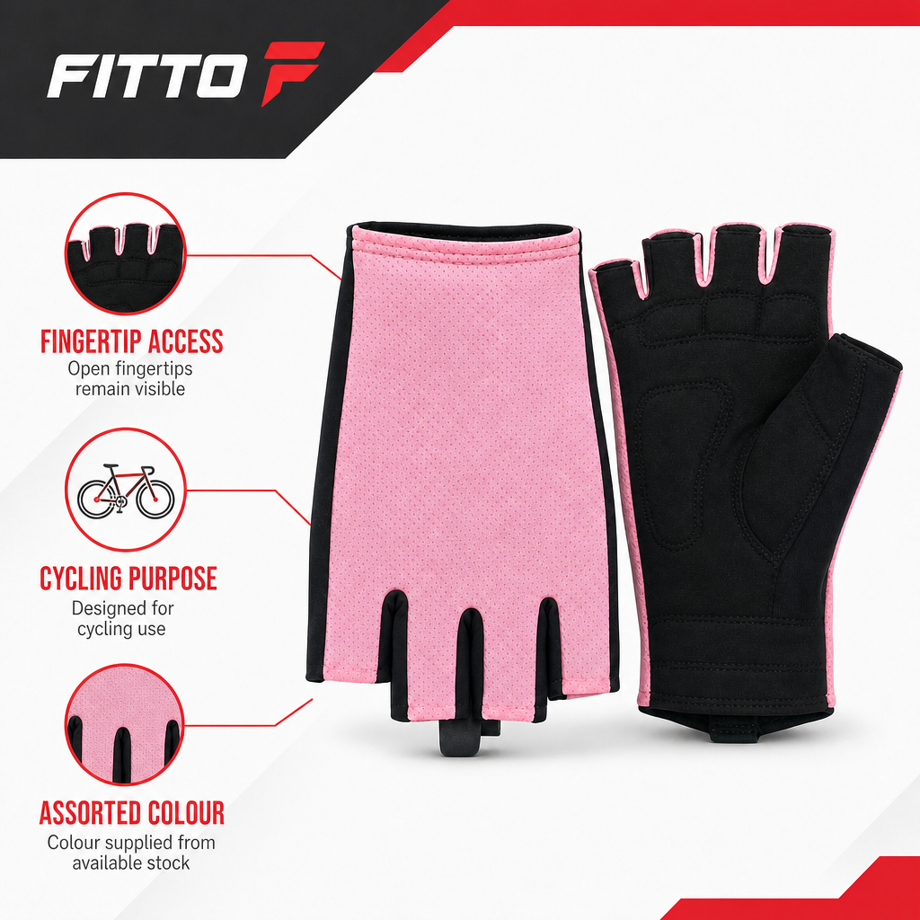 96 Pieces Fingerless Cycling Gloves (Assorted Colors – 1 Pair)