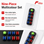 96 Pieces Bicycle Safety Warning Light Sets (9 Pieces – Multicolour Cycling Light Assortment)