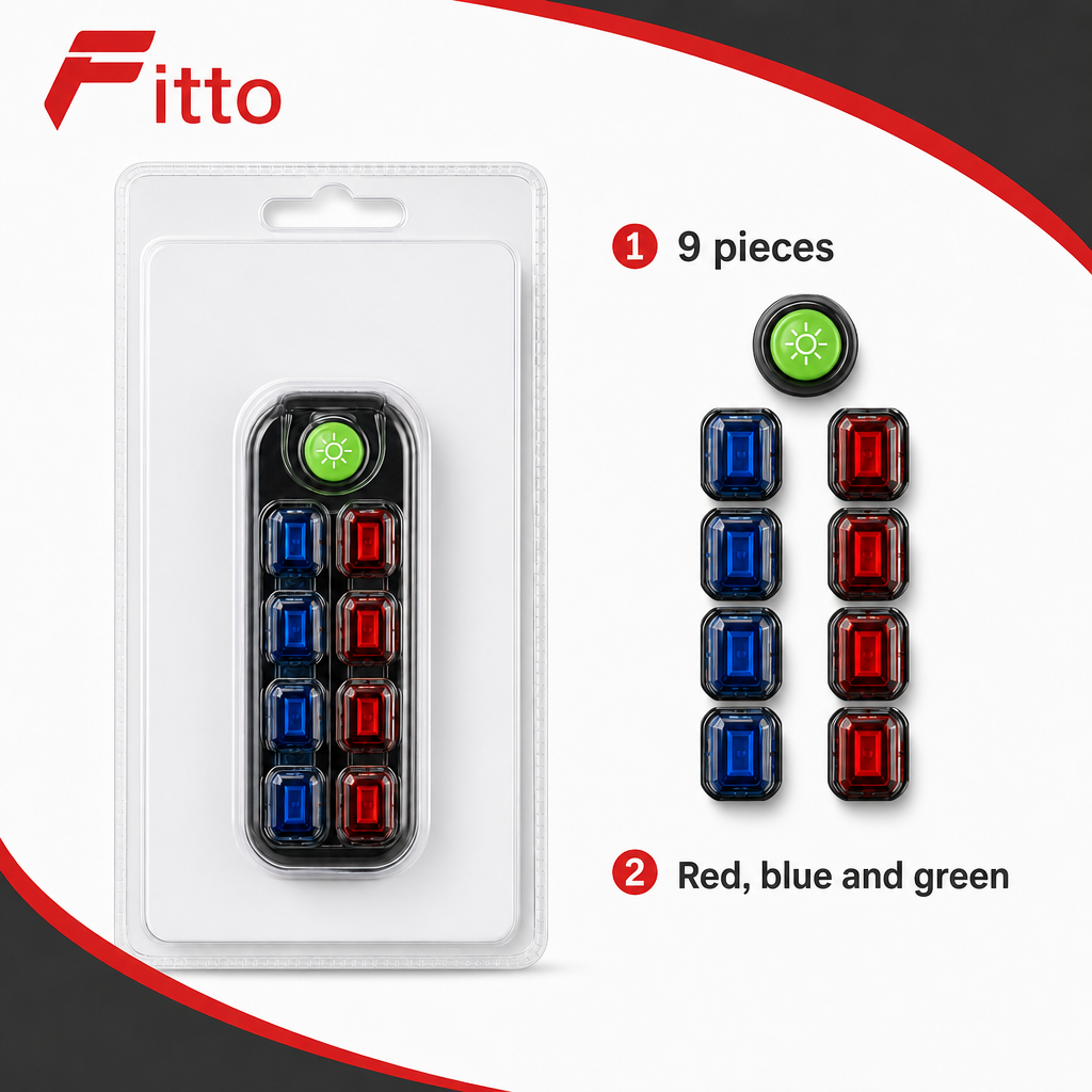 96 Pieces Bicycle Safety Warning Light Sets (9 Pieces – Multicolour Cycling Light Assortment)