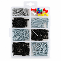 120 Pieces Assorted Hardware Fastener Kits (8-Compartment Organizer Box with Nails – Screws and Push Pins – 1 Set)