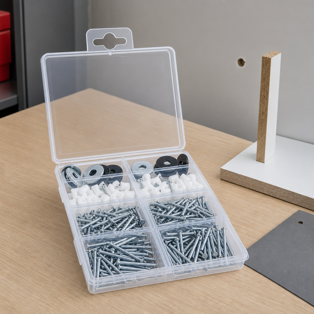120 Pieces Hardware Fastener Sets (194 Pieces – Assorted Screws – Nails – Washers and Wall Plugs in Organizer Box)