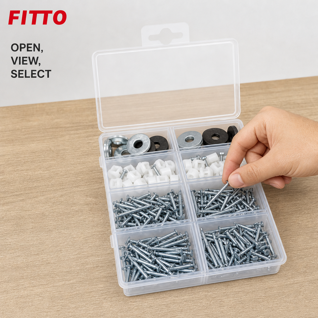 120 Pieces Hardware Fastener Sets (194 Pieces – Assorted Screws – Nails – Washers and Wall Plugs in Organizer Box)