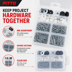 120 Pieces Hardware Fastener Sets (194 Pieces – Assorted Screws – Nails – Washers and Wall Plugs in Organizer Box)