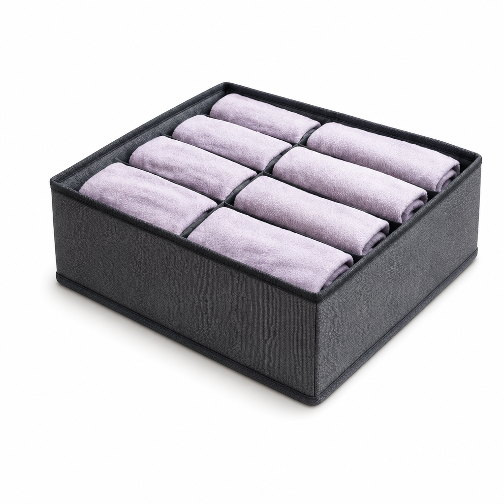 120 Pieces Wardrobe Organizer Boxes (8-Grid Clothing Divider – Grey – 30 x 30 x 10 cm)