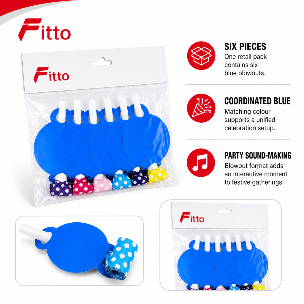 144 Pieces Blue Party Blowouts (6 Pieces – Festive Celebration Noisemakers)