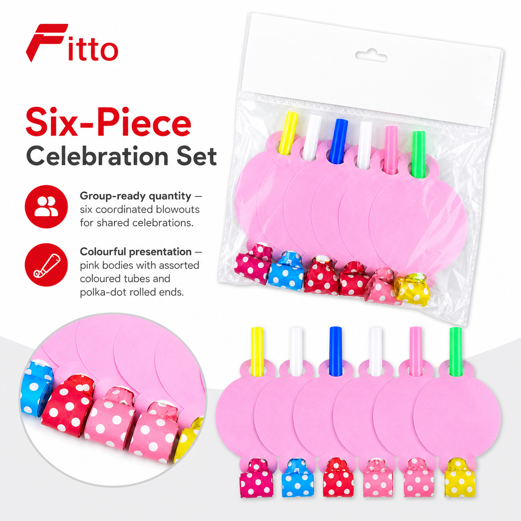 144 Pieces Pink Party Blowouts (6 Pieces – Assorted Colors Tubes for Celebrations)