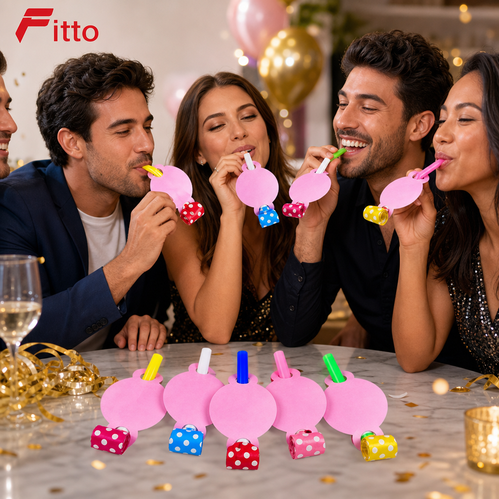 144 Pieces Pink Party Blowouts (6 Pieces – Assorted Colors Tubes for Celebrations)