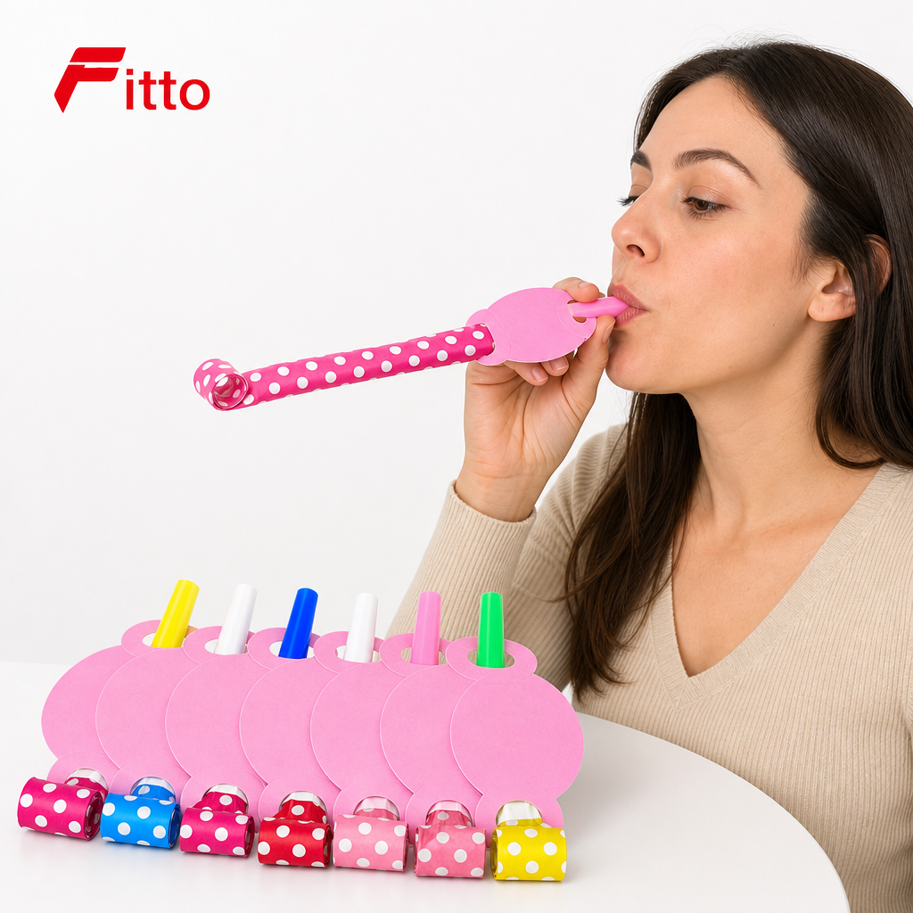 144 Pieces Pink Party Blowouts (6 Pieces – Assorted Colors Tubes for Celebrations)
