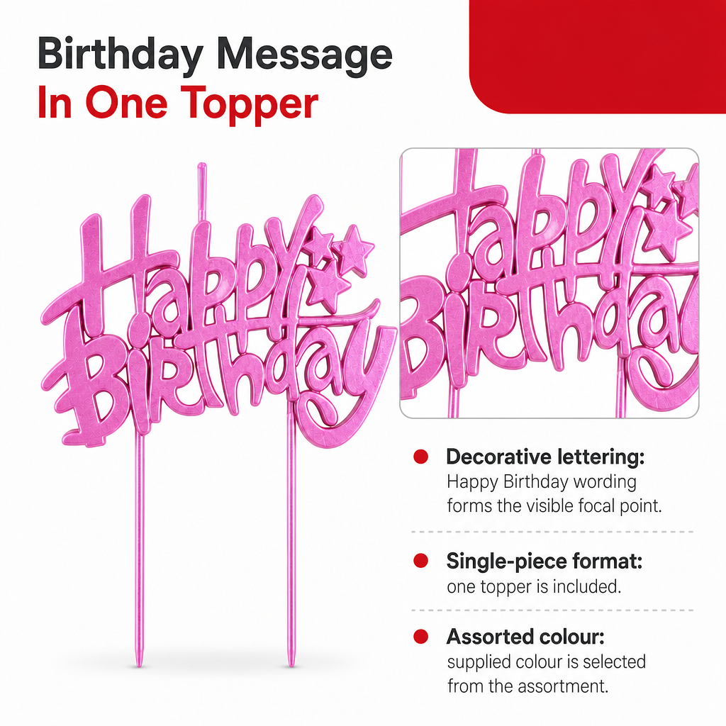 144 Pieces Cake Topper Candles (Happy Birthday Design – Assorted Colors)