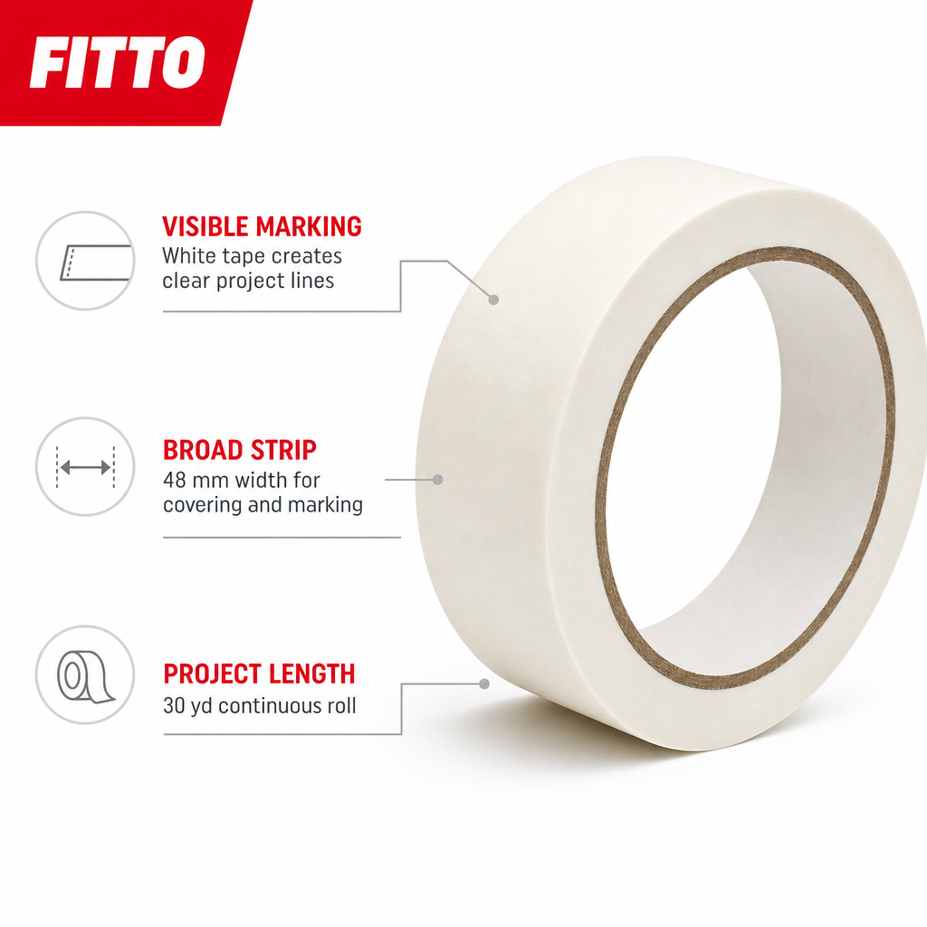 120 Pieces White Masking Tapes (48 mm x 30 yd – Self-Adhesive Roll for Painting and Surface Protection)