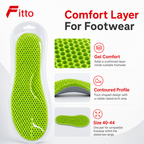 96 Pieces Gel Comfort Insoles (Green – Size 40-44 – 1 Pair)