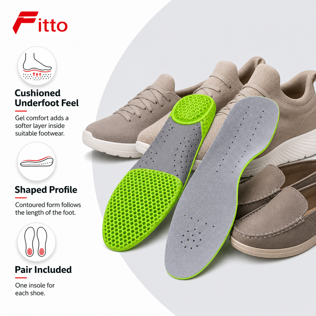 96 Pieces Gel Comfort Insoles (Green – Size 40-44 – 1 Pair)