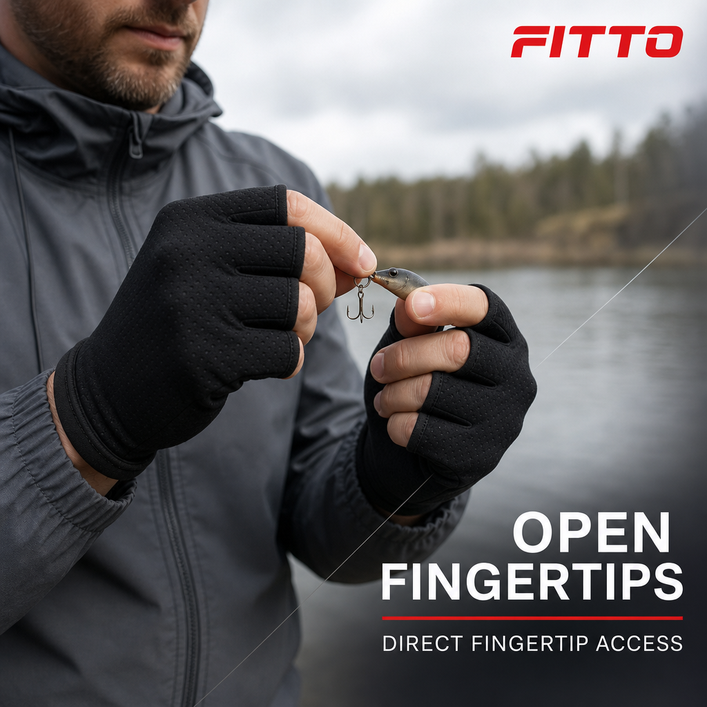 96 Pieces Fishing Gloves (Black Fingerless Design – 20 x 11 cm – 1 Pair)