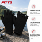 96 Pieces Fishing Gloves (Black Fingerless Design – 20 x 11 cm – 1 Pair)