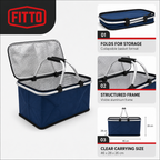 72 Pieces Foldable Picnic Baskets with Aluminium Frame (Portable Outdoor Food Carrier – 46 x 28 x 26 cm)