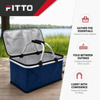 72 Pieces Foldable Picnic Baskets with Aluminium Frame (Portable Outdoor Food Carrier – 46 x 28 x 26 cm)