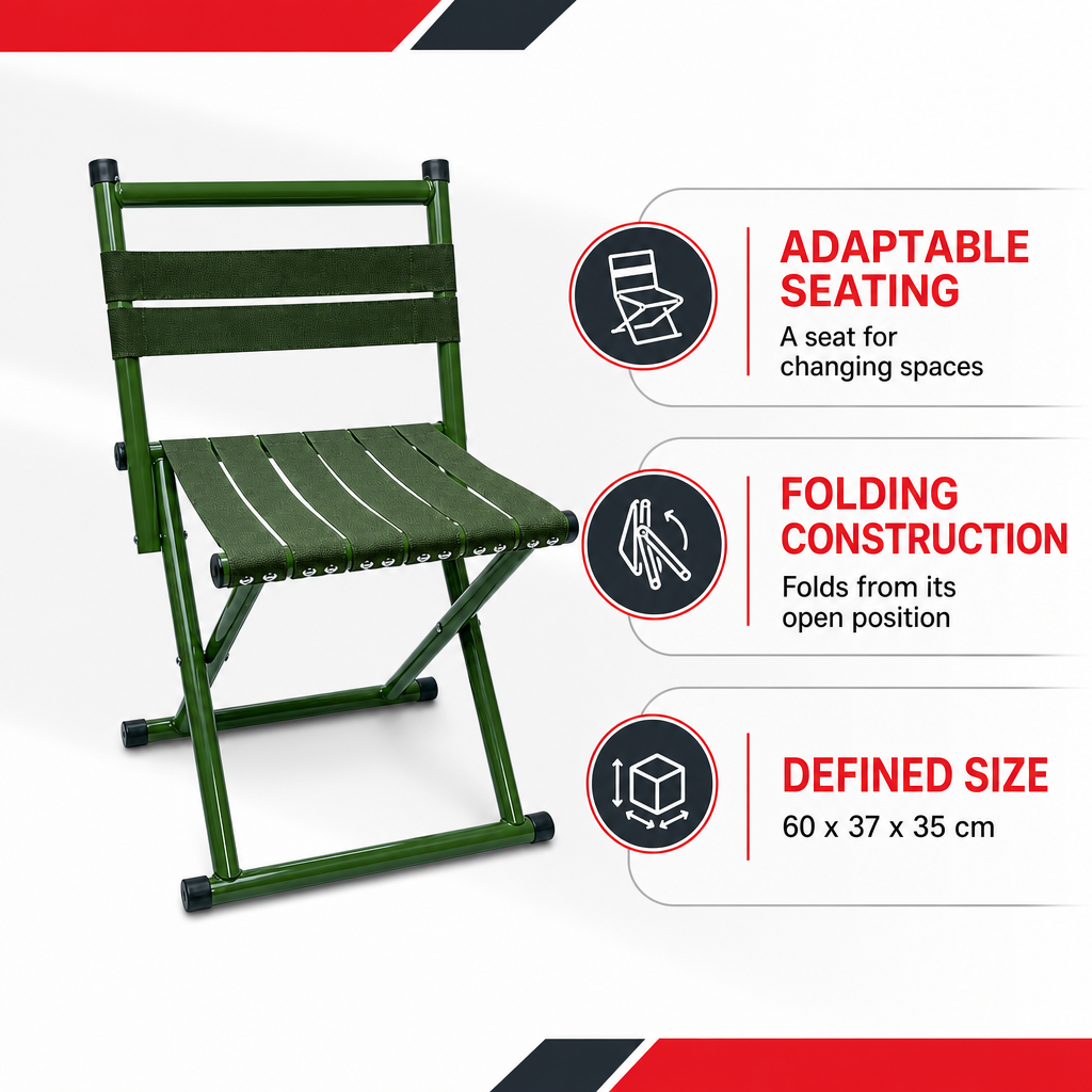 72 Pieces Green Foldable Chairs (Compact Seating for Outdoor Trips – 60 x 37 x 35 cm)