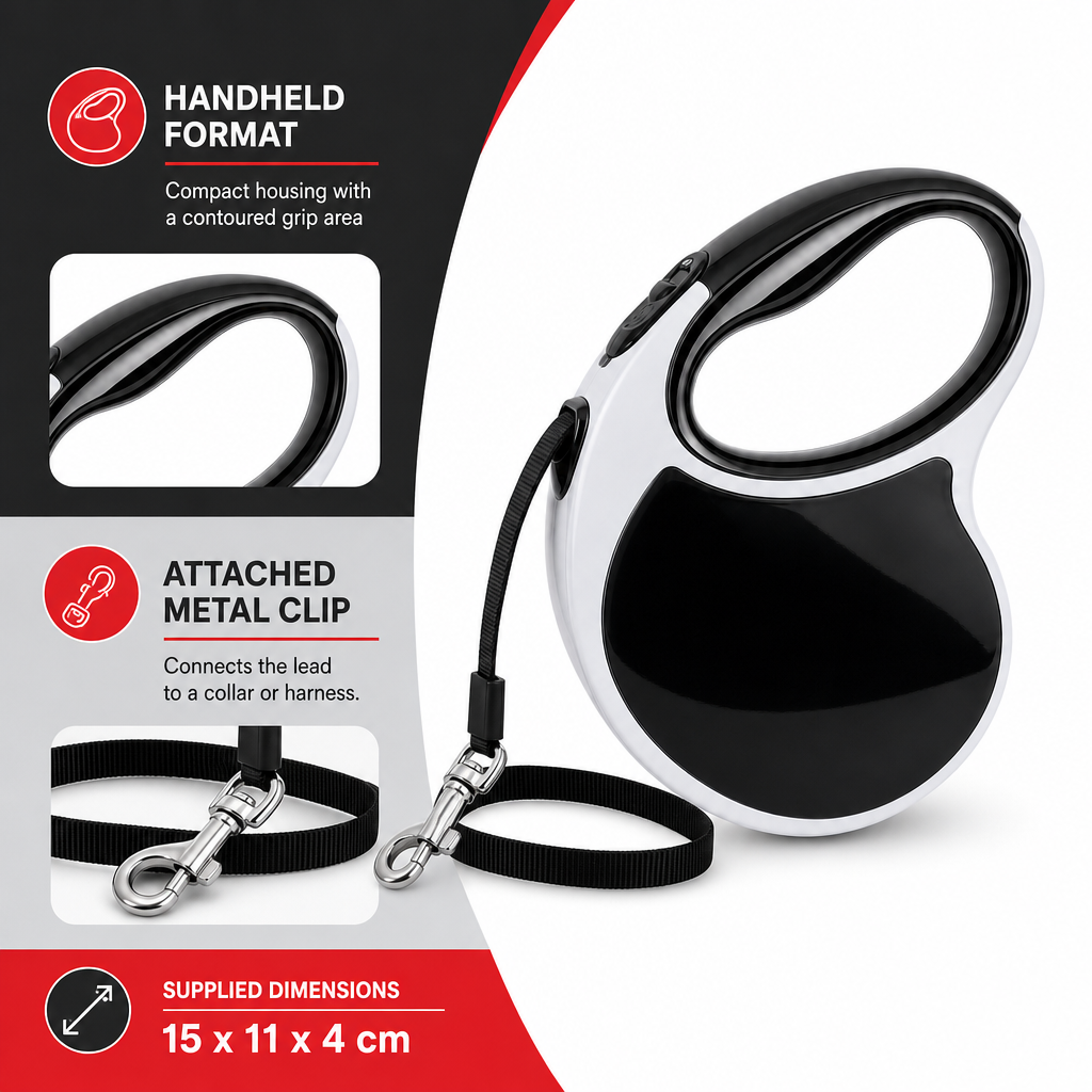 96 Pieces Black Retractable Dog Leashes (Handheld Walking Lead)