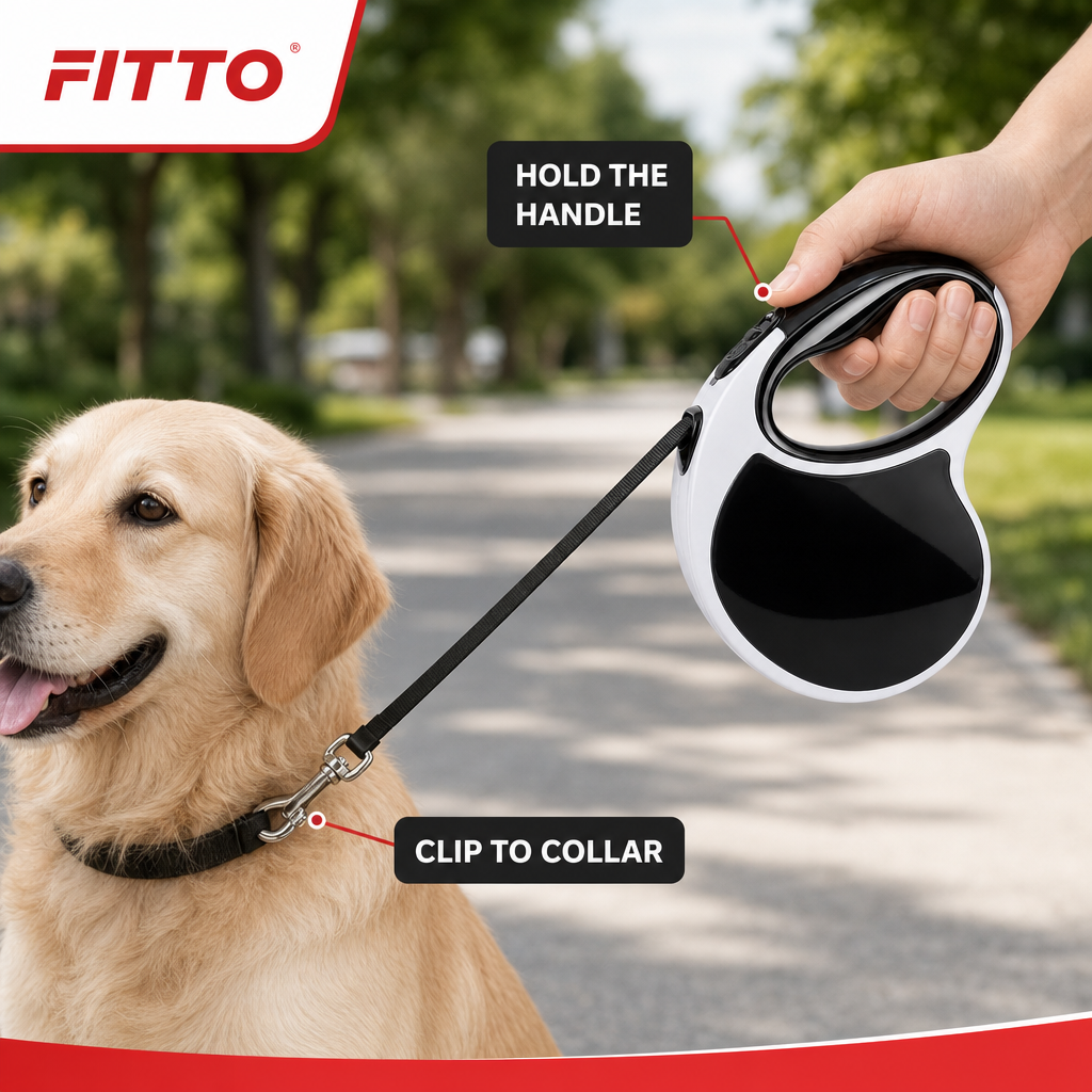 96 Pieces Black Retractable Dog Leashes (Handheld Walking Lead)