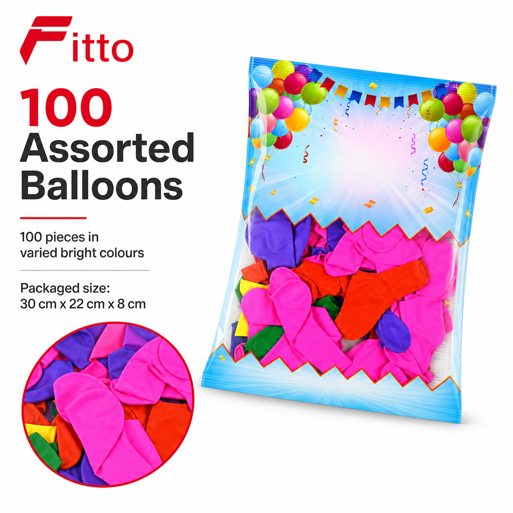 96 Pieces Assorted Latex Party Balloons (100 Pieces – Multicolour Decoration Set for Celebrations and Events)