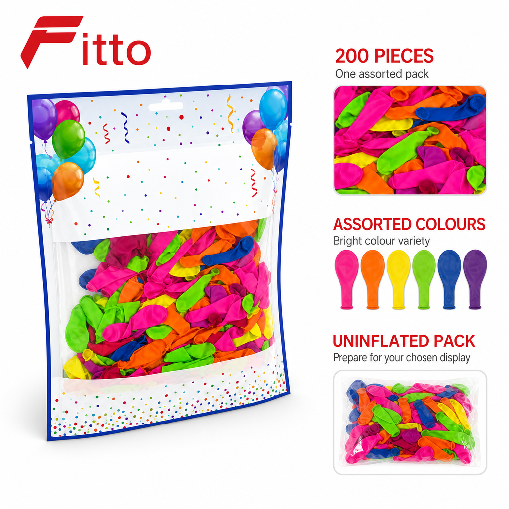 120 Pieces Assorted Latex Party Balloons (200 Pieces – Multicolour Decoration Set for Birthdays and Celebrations)