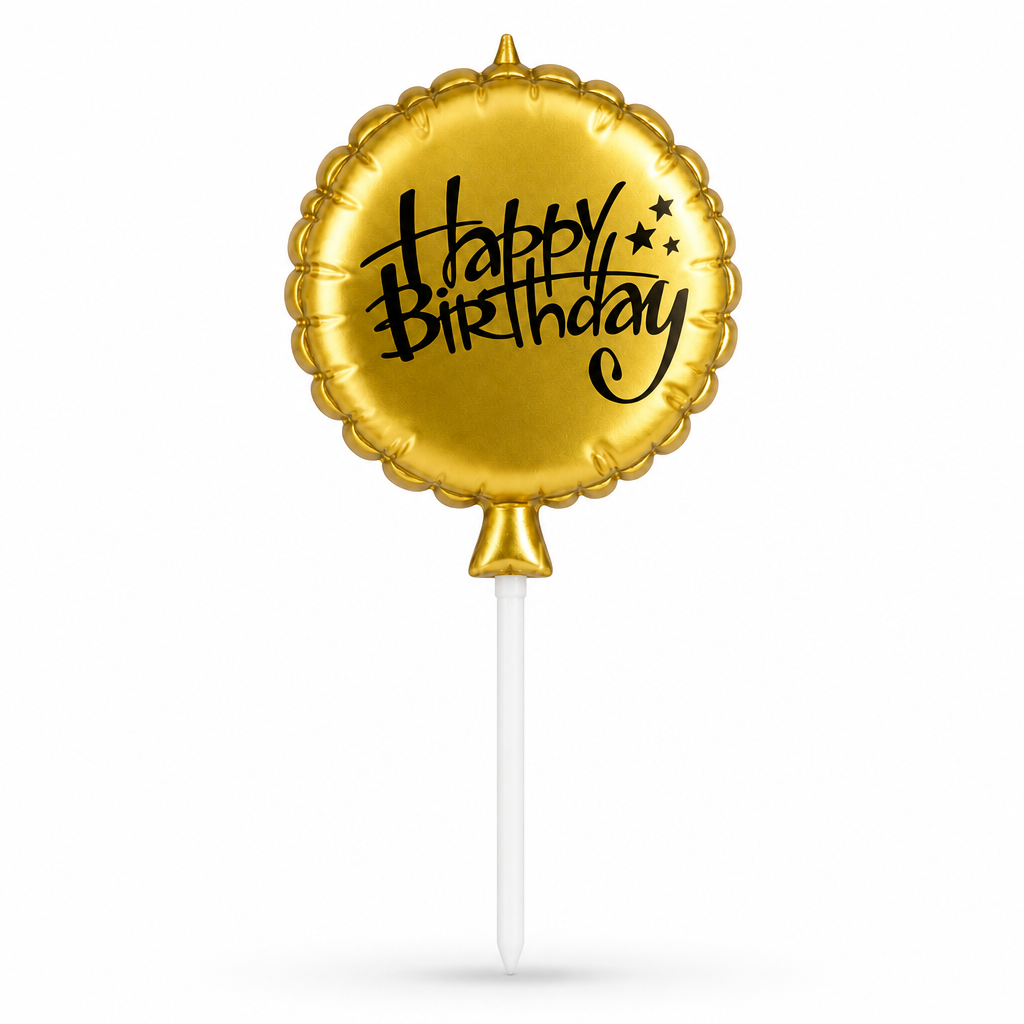 144 Pieces Gold Happy Birthday Cake Candles (Round Cake Topper Decoration)