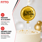 144 Pieces Gold Happy Birthday Cake Candles (Round Cake Topper Decoration)