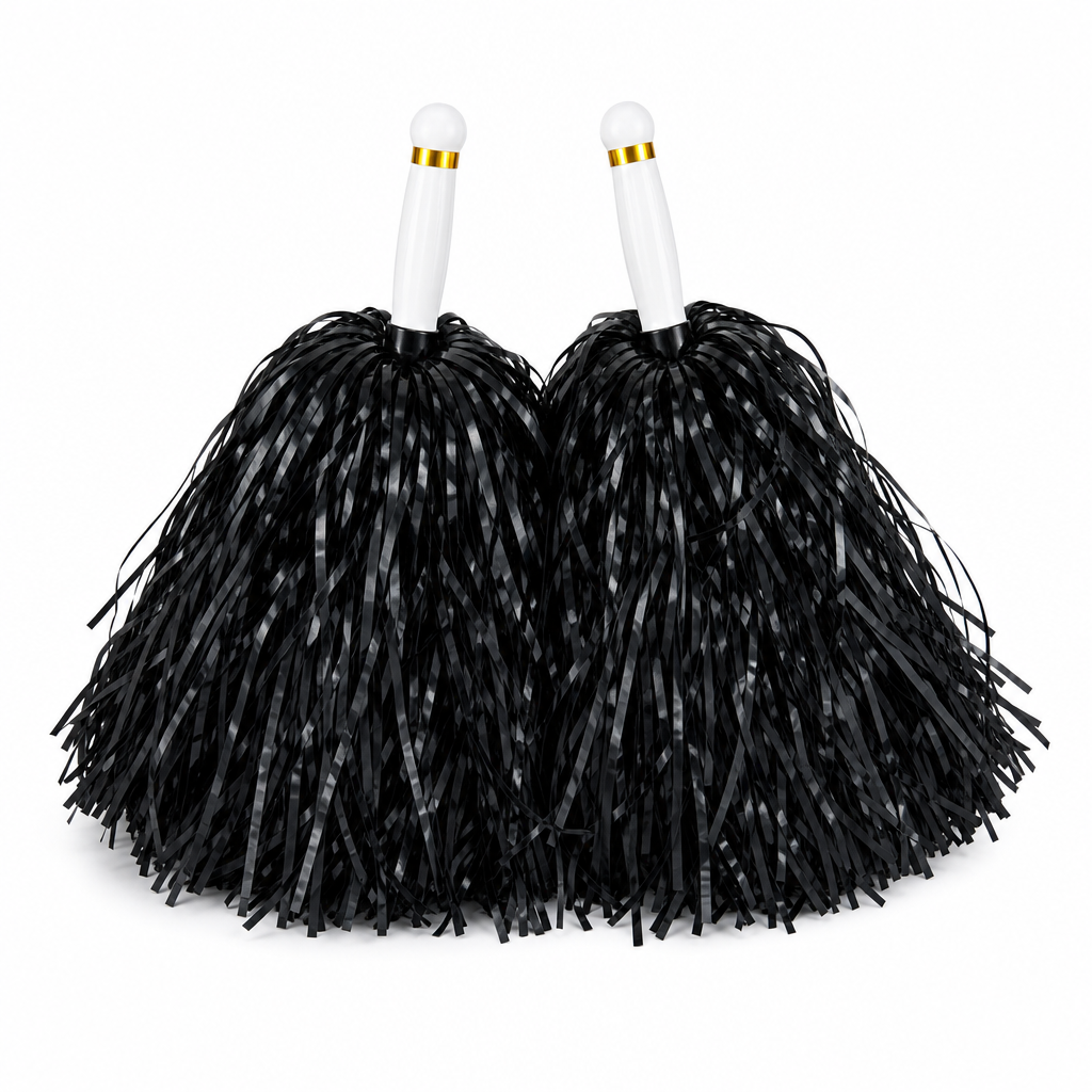 240 Pieces Black Cheerleading Pom Poms (1 Pair – Handheld Team Spirit Accessories)