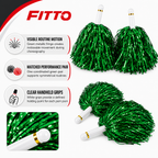 240 Pieces Green Cheerleading Pom Poms (1 Pair – Handheld Metallic Fringe for Performances and Team Routines)