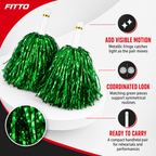 240 Pieces Green Cheerleading Pom Poms (1 Pair – Handheld Metallic Fringe for Performances and Team Routines)