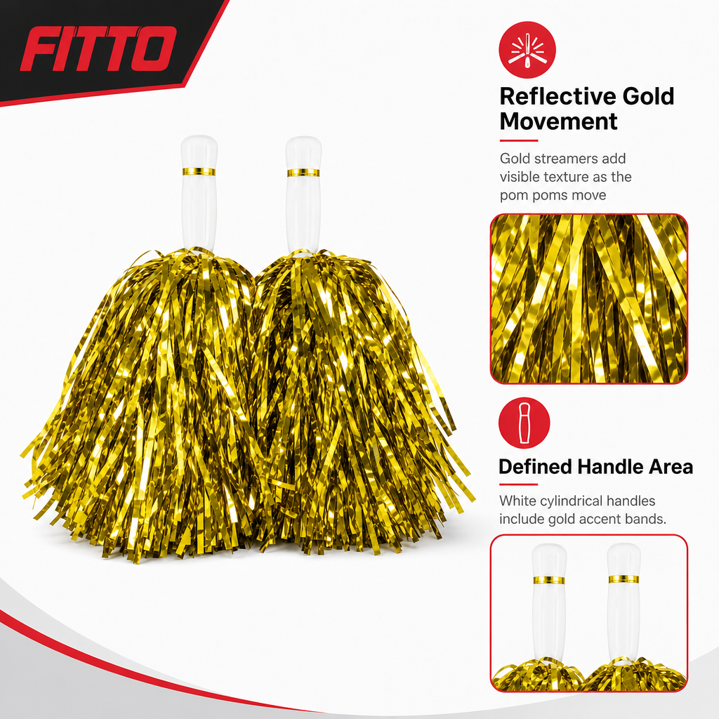 144 Pieces Gold Cheerleading Pom Poms (1 Pair – 35 cm)
