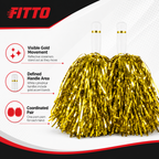 144 Pieces Gold Cheerleading Pom Poms (1 Pair – 35 cm)