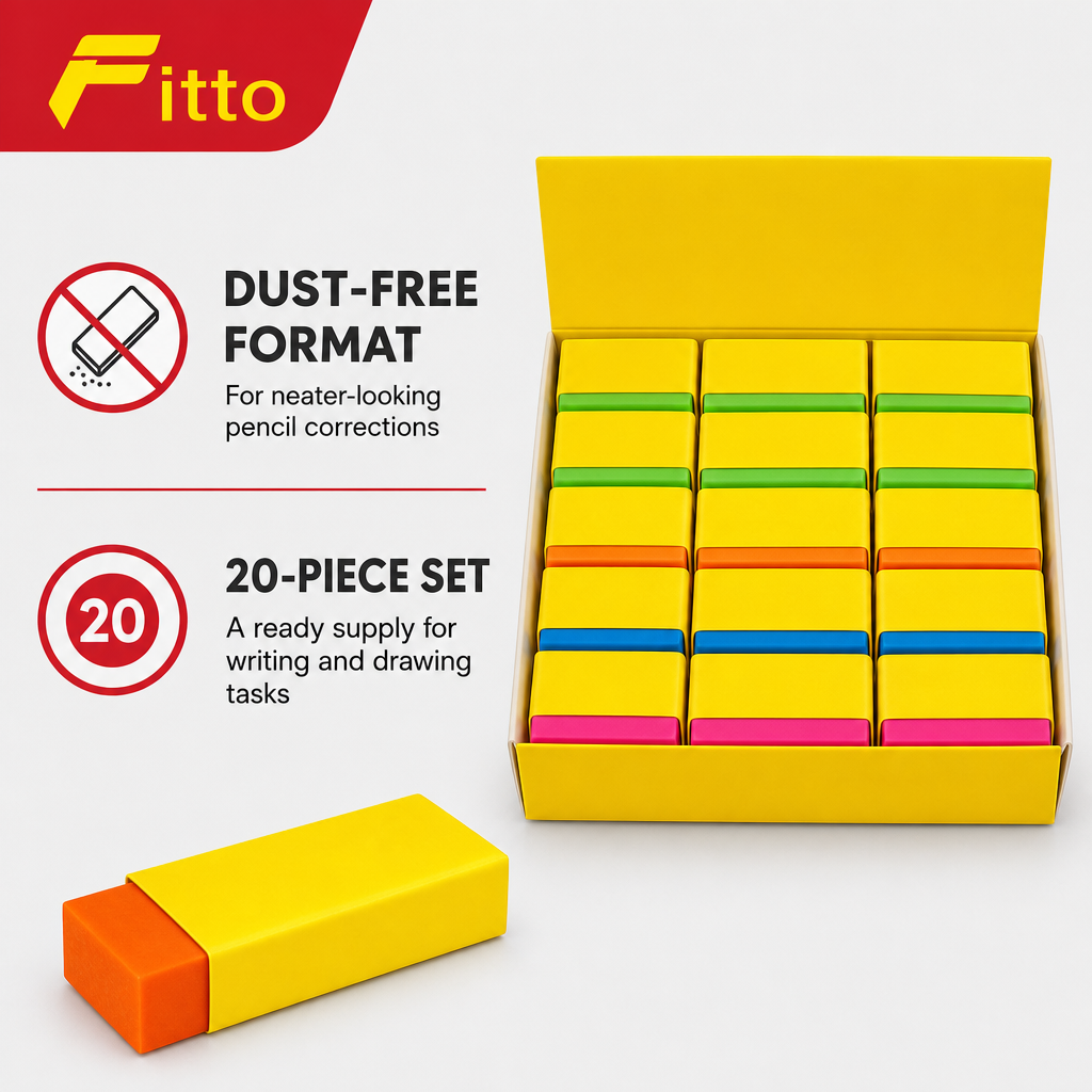 96 Pieces Dust-Free Erasers (20 Pieces – Yellow Wrappers – School and Office Correction Supplies)