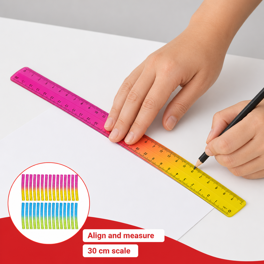 48 Pieces Flexible Rulers (30 cm – Assorted Colors – 30-Piece Set for Measuring – Drawing and School Stationery)