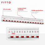 48 Pieces 30 cm Large-Number Rulers (Clear Printed Graduations for Measuring – Drawing and Desk Work)