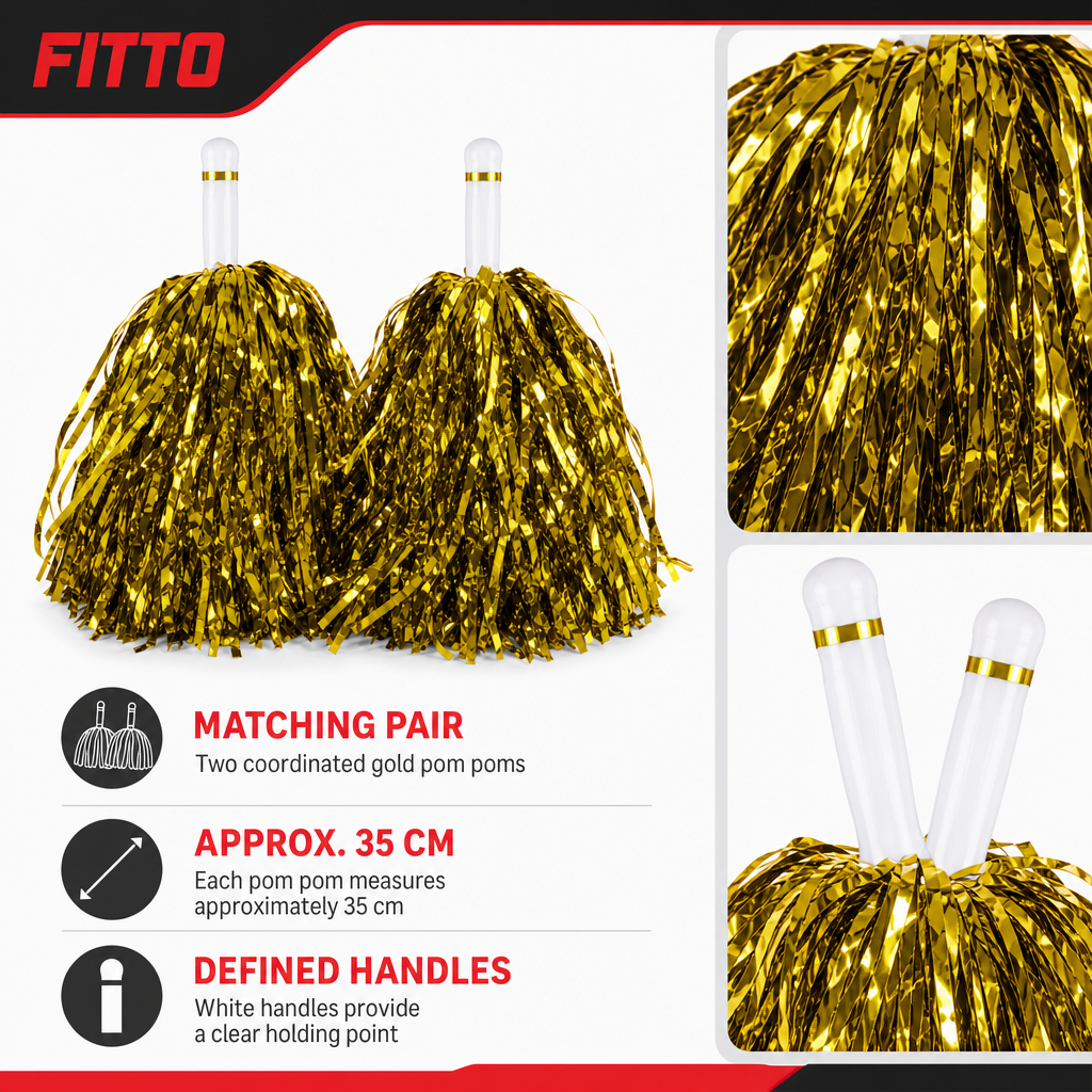 240 Pieces Gold Cheerleading Pom Poms (1 Pair – 35 cm)