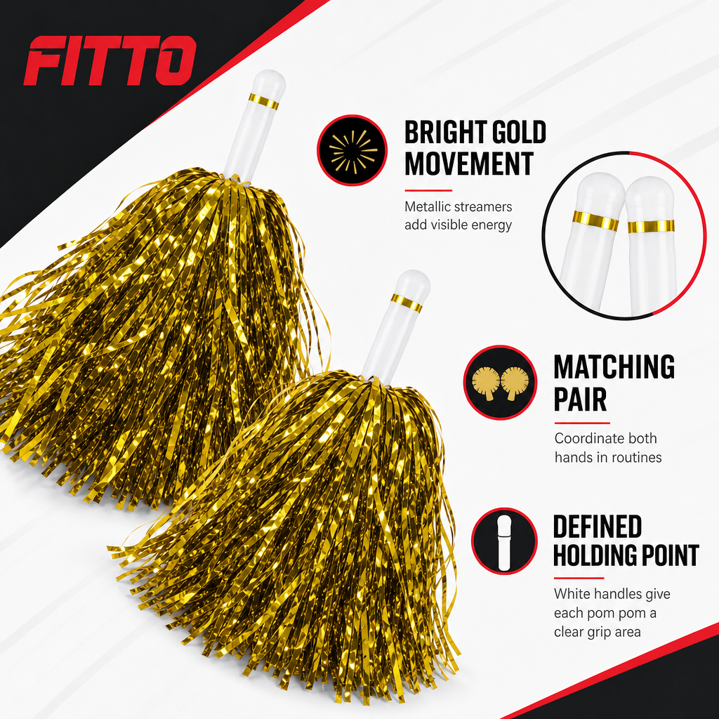 240 Pieces Gold Cheerleading Pom Poms (1 Pair – 35 cm)