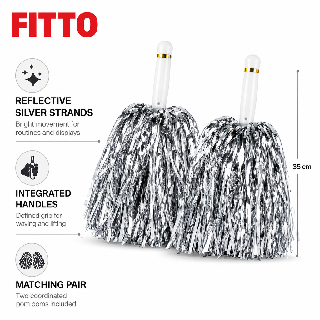 240 Pieces Silver Cheerleading Pom Poms (1 Pair – 35 cm)