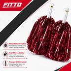 240 Pieces Red Cheerleading Pom Poms (1 Pair with White Handles and Metallic Streamers)