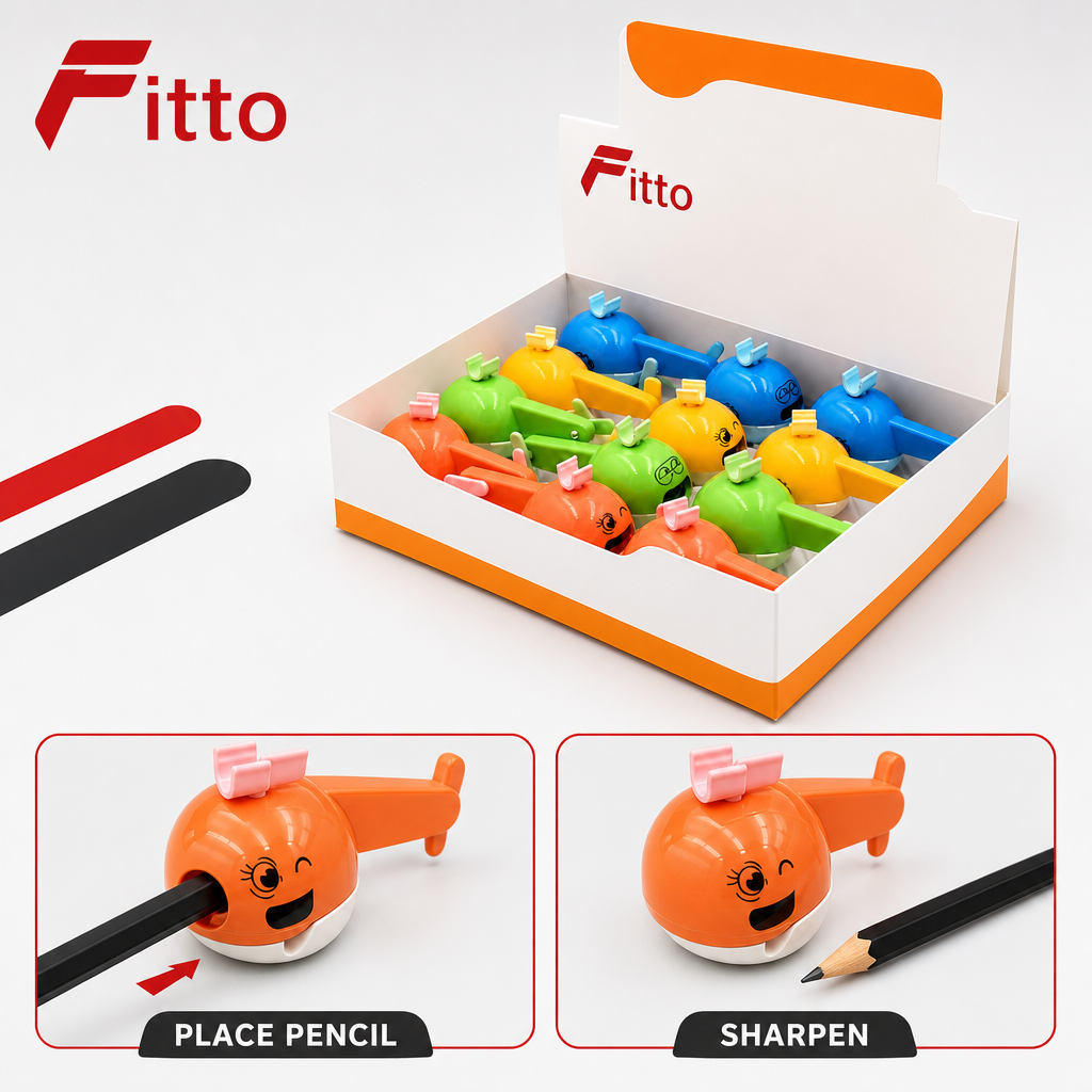 72 Pieces Helicopter Pencil Sharpeners (Assorted Colors – 12-Piece Display Set)