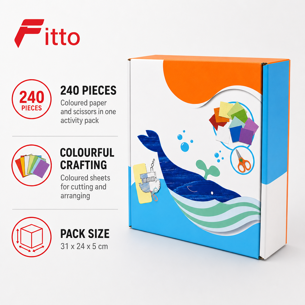 72 Pieces Coloured Paper Cutting Sets with Scissors (240 Pieces for Creative Activities)