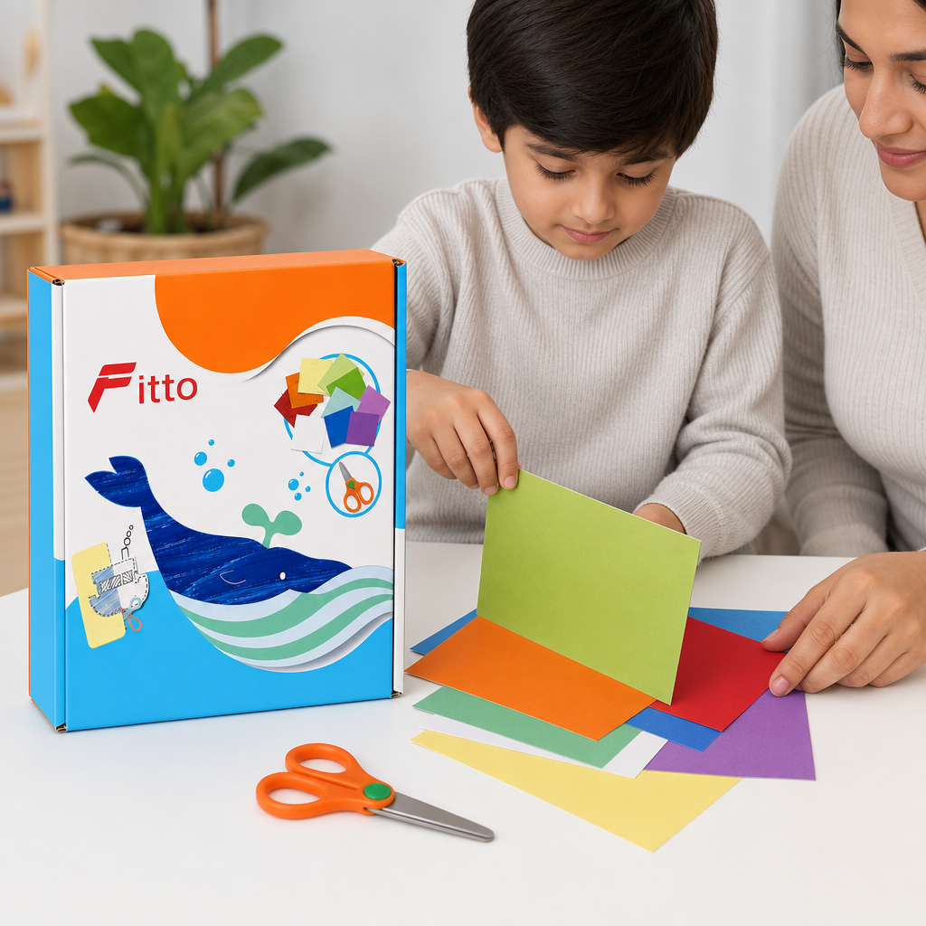 72 Pieces Coloured Paper Cutting Sets with Scissors (240 Pieces for Creative Activities)