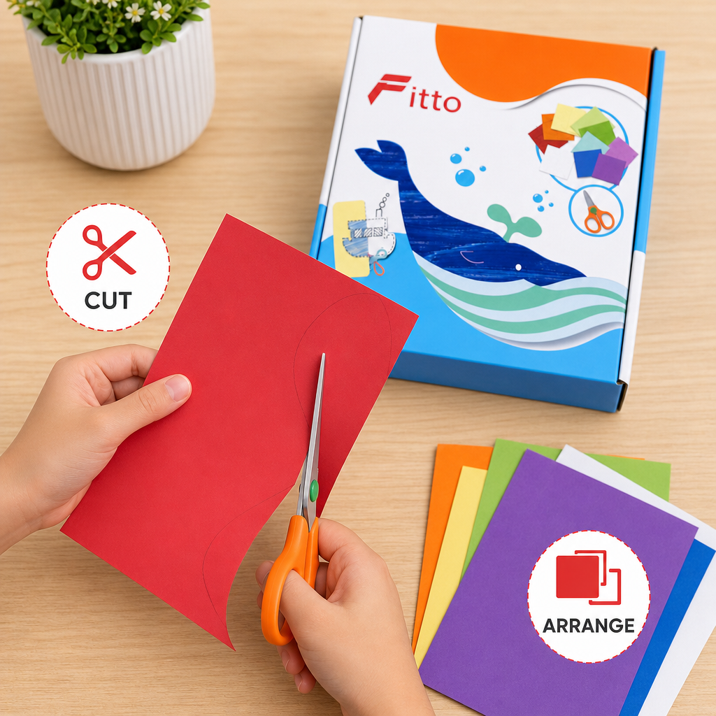 72 Pieces Coloured Paper Cutting Sets with Scissors (240 Pieces for Creative Activities)