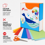 72 Pieces Coloured Paper Cutting Sets with Scissors (240 Pieces for Creative Activities)