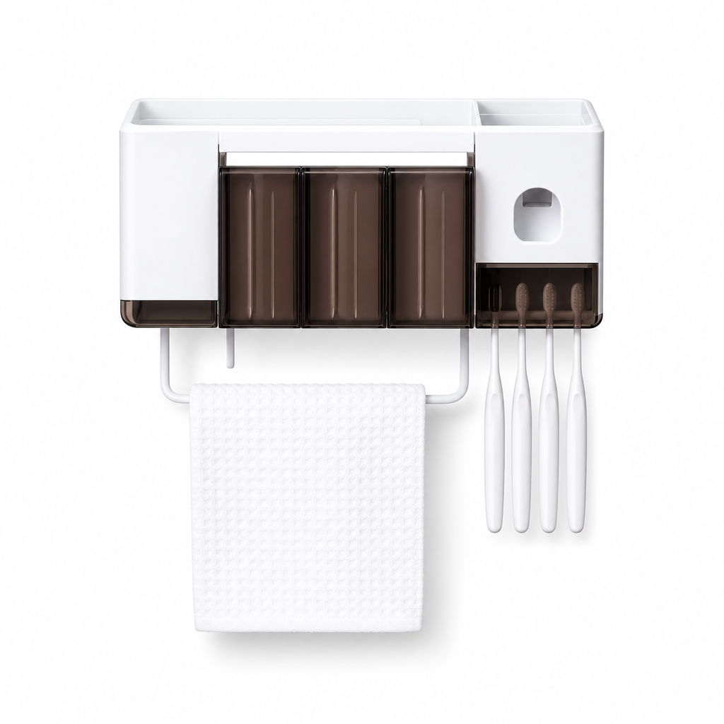 120 Pieces Wall-Mounted Toothbrush Racks with Cups and Towel Bar (White)