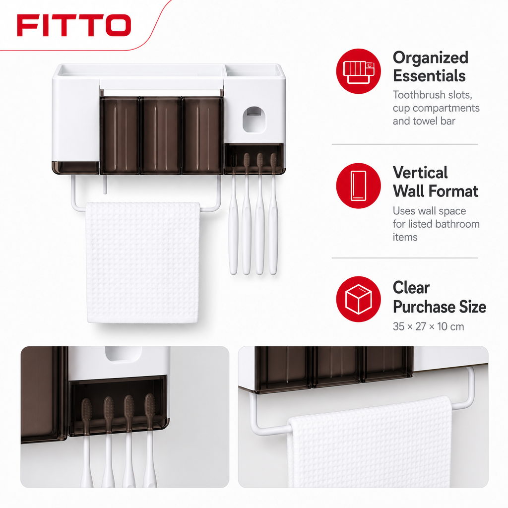 120 Pieces Wall-Mounted Toothbrush Racks with Cups and Towel Bar (White)