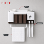 120 Pieces Wall-Mounted Toothbrush Racks with Cups and Towel Bar (White)