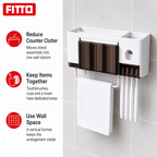 120 Pieces Wall-Mounted Toothbrush Racks with Cups and Towel Bar (White)