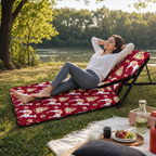 48 Pieces Red Floral Folding Recliner Chair Beds (137 x 60 cm)